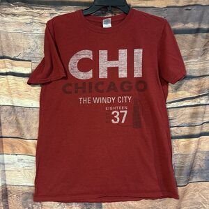 Chicago The Windy City Medium T-Shirt Red EST 1837 Chi Town Short Sleeve Tee